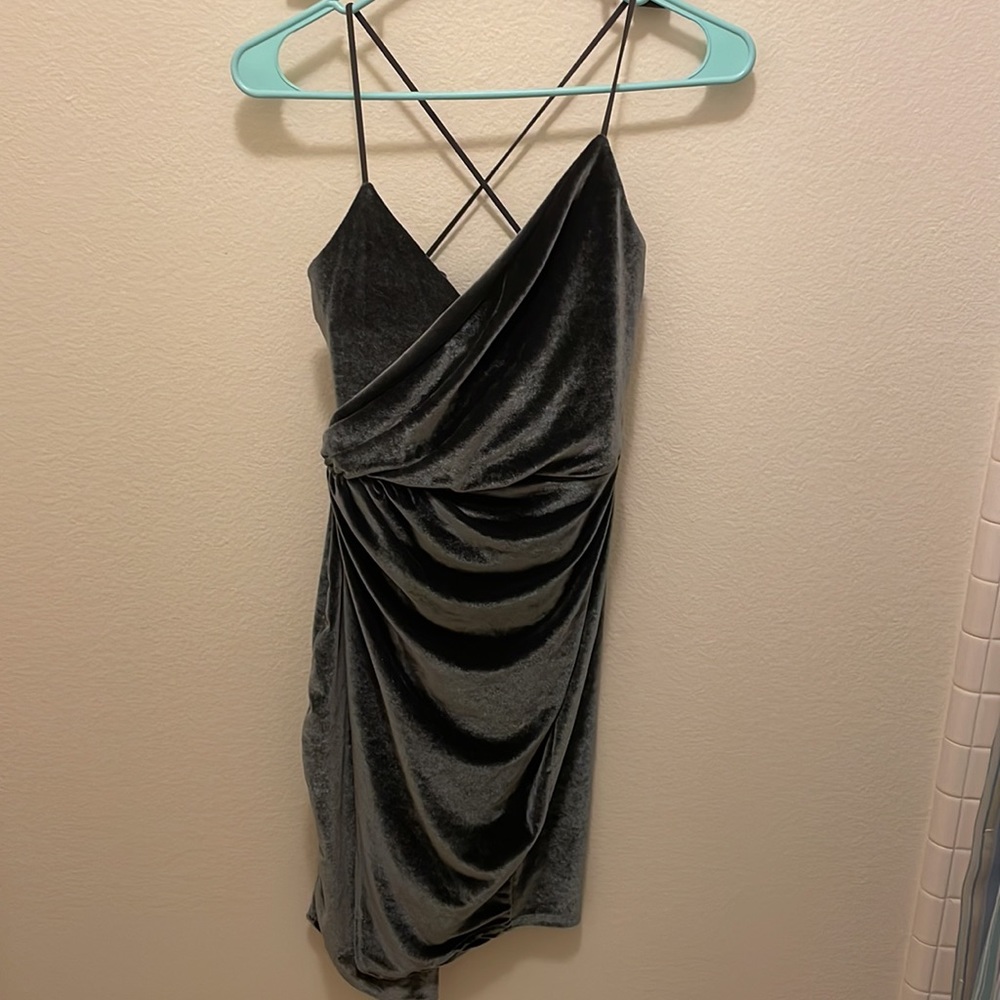 Gray velvet dress